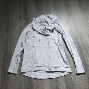 Lululemon Sweatshirt Full Zip Women 6 Gray Heather Cowl Neck Yoga Athleisure
